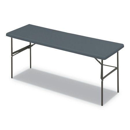 ICEBERG Rectangle Folding Table, 72" W, 24" L, 29" H, Charcoal Top, Blow-Molded High-Density Polyethylene 65387